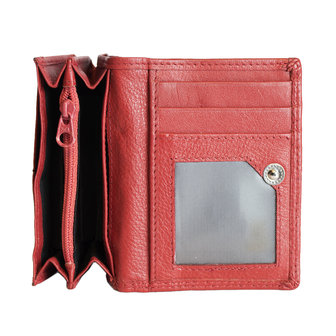Compacte portemonnee, rood leer - Arrigo