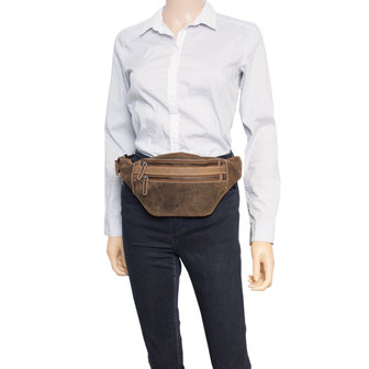 Leren Crossbody Tas - Heuptas Van Bruin Leer - Arrigo