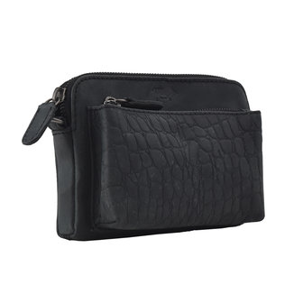 Crossbody Tasje - Heuptasje Van Zwart Leer - Arrigo.nl
