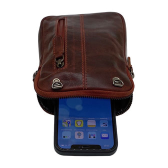 Rood leren telefoontasje - Arrigo.nl