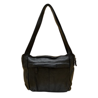 Leren schoudertas dames zwart - Arrigo