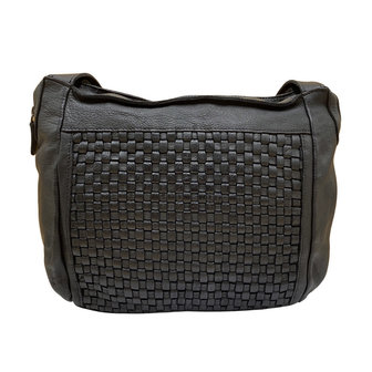 Leren schoudertas dames zwart - Arrigo