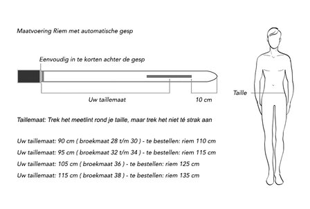 Maatvoering riem met automatische gesp
