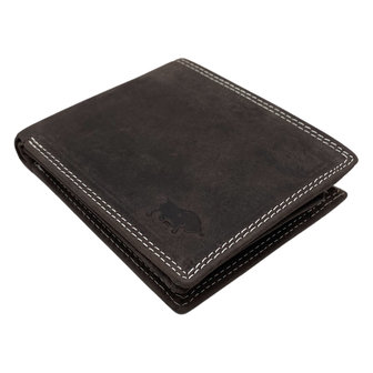 Billfold portemonnee donkerbruin buffelleer - Arrigo