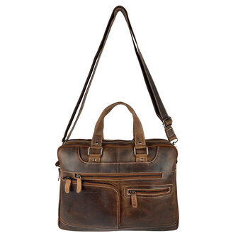 Laptoptas cognac buffelleer - Arrigo.nl