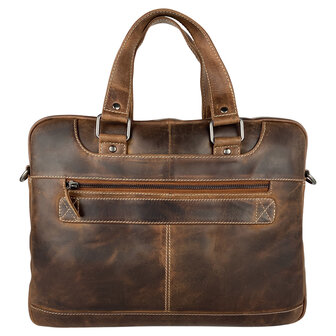 Laptoptas cognac buffelleer - Arrigo.nl