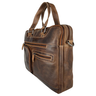 Laptoptas cognac buffelleer - Arrigo.nl