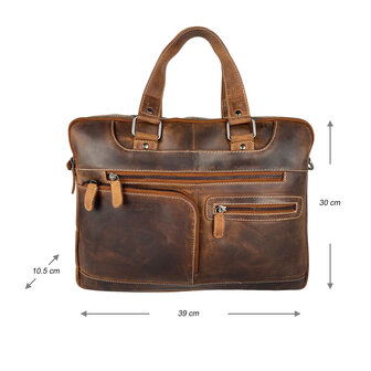 Laptoptas cognac buffelleer - Arrigo.nl