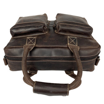 Westernbag laptoptas donkerbruin buffelleer - Arrigo