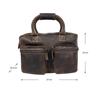Westernbag laptoptas donkerbruin buffelleer - Arrigo