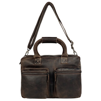 Westernbag laptoptas donkerbruin buffelleer - Arrigo