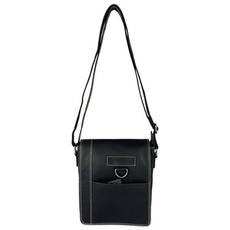 Crossbody Tas Heren Dames Zwart Buffelleer - Arrigo.nl