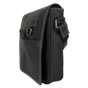 Crossbody Tas Heren Dames Zwart Buffelleer - Arrigo.nl