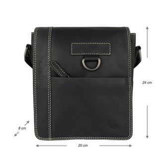 Crossbody Tas Heren Dames Zwart Buffelleer - Arrigo.nl