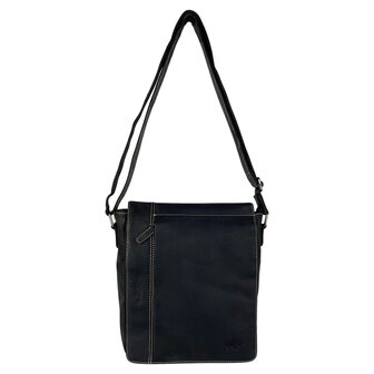 Crossbody Tas Dames of Heren Zwart Buffelleer - Arrigo