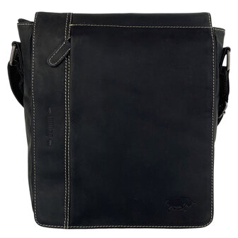 Crossbody Tas Dames of Heren Zwart Buffelleer - Arrigo