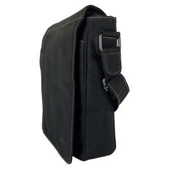 Crossbody Tas Dames of Heren Zwart Buffelleer - Arrigo