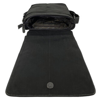 Crossbody Tas Dames of Heren Zwart Buffelleer - Arrigo