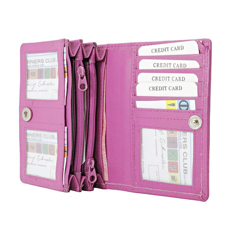 Dames portemonnee met RFID van roze leer - Arrigo.nl