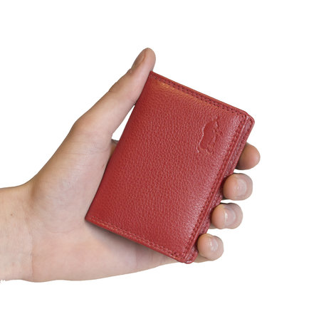 Compacte portemonnee, rood leer - Arrigo