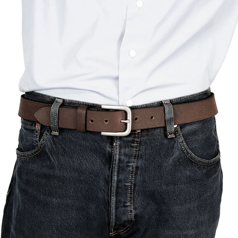 Riem kastanjebruin leer van 3.5 cm breed - Arrigo