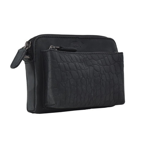 Crossbody Tasje - Heuptasje Van Zwart Leer - Arrigo.nl