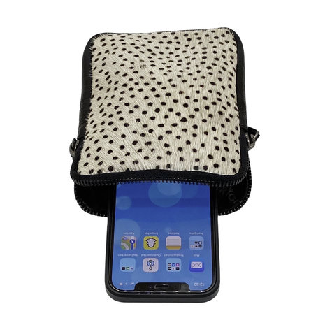 Leren telefoontasje met dierenprint - arrigo.nl