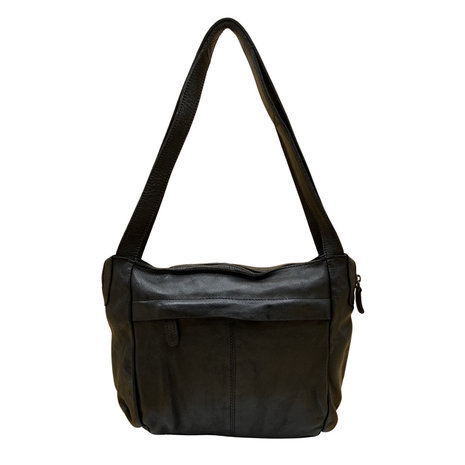 Leren schoudertas dames zwart - Arrigo