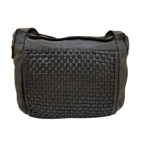 Leren schoudertas dames zwart - Arrigo
