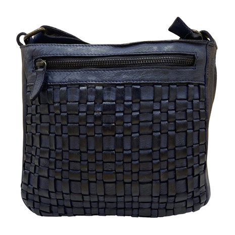 Dames tas van donkerblauw gevlochten leer - Arrigo