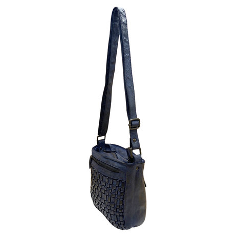 Dames tas van donkerblauw gevlochten leer - Arrigo