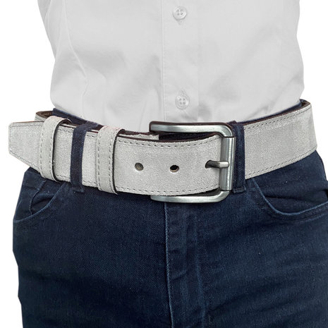 Riem heren riem dames grijs suede - Arrigo.nl