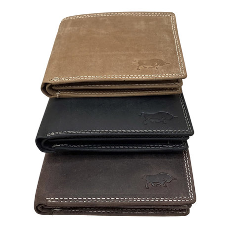 Billfold portemonnee zwart buffelleer - Arrigo