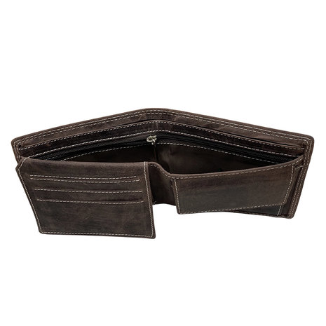 Billfold portemonnee donkerbruin buffelleer - Arrigo