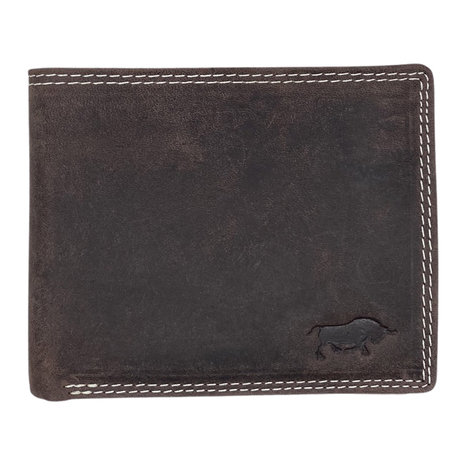 Billfold portemonnee donkerbruin buffelleer - Arrigo