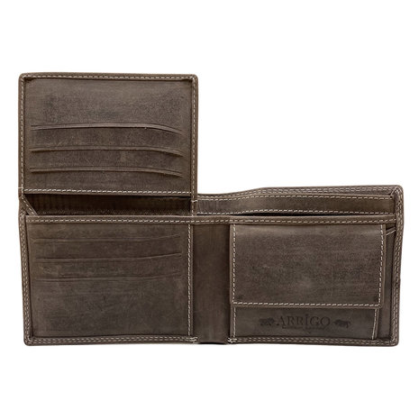 Billfold portemonnee donkerbruin buffelleer - Arrigo