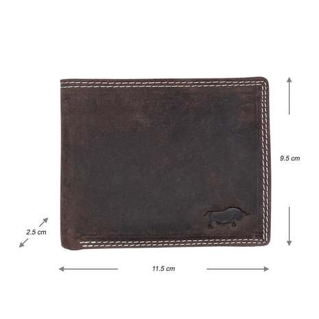 Billfold portemonnee donkerbruin buffelleer - Arrigo