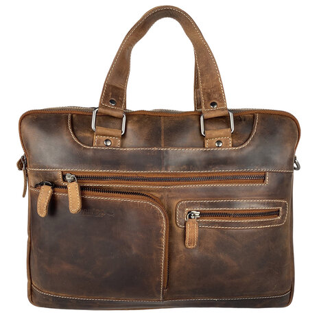 Laptoptas cognac buffelleer - Arrigo.nl