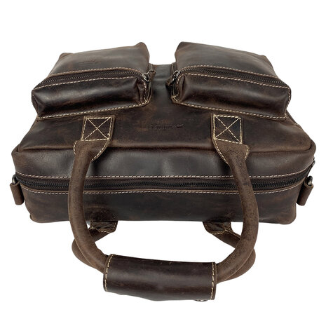 Westernbag laptoptas donkerbruin buffelleer - Arrigo