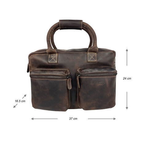 Westernbag laptoptas donkerbruin buffelleer - Arrigo