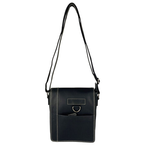 Crossbody Tas Heren Dames Zwart Buffelleer - Arrigo.nl