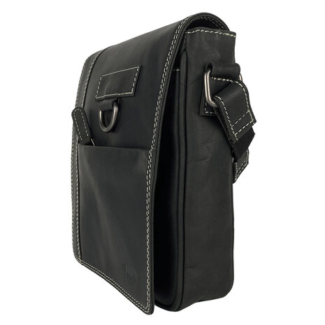 Crossbody Tas Heren Dames Zwart Buffelleer - Arrigo.nl