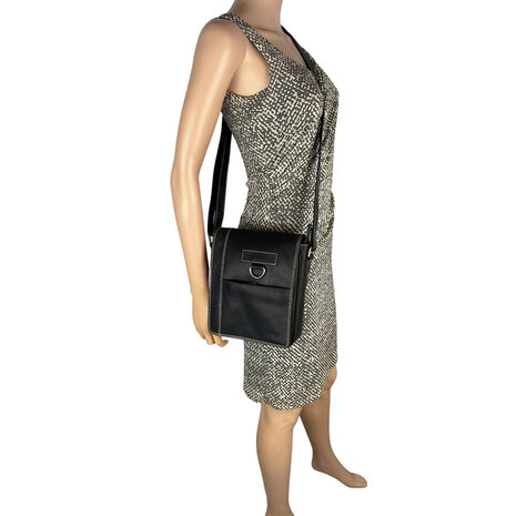 Crossbody Tas Heren Dames Zwart Buffelleer - Arrigo.nl