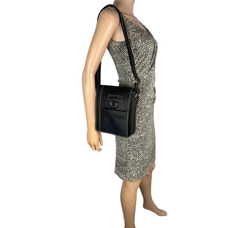 Crossbody Tas Heren Dames Zwart Buffelleer - Arrigo.nl
