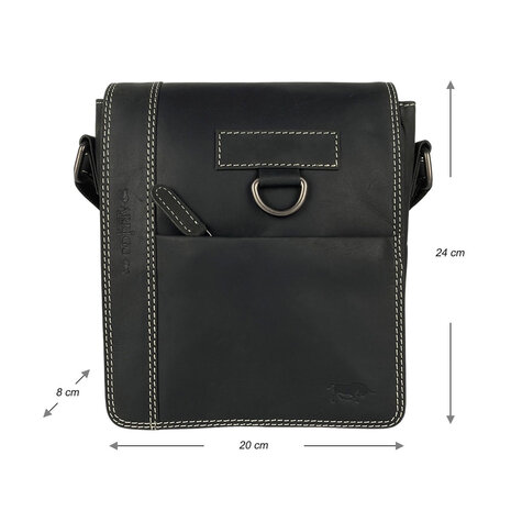 Crossbody Tas Heren Dames Zwart Buffelleer - Arrigo.nl