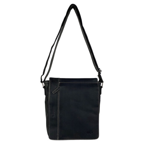 Crossbody Tas Dames of Heren Zwart Buffelleer - Arrigo