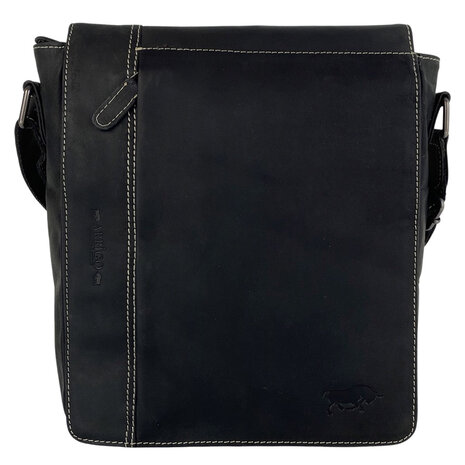 Crossbody Tas Dames of Heren Zwart Buffelleer - Arrigo