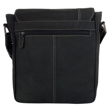 Crossbody Tas Dames of Heren Zwart Buffelleer - Arrigo