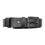 Leren riem, 3.5 cm breed, zwart/antraciet met zilveren gesp