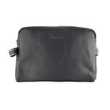 Leren Toilettas Make-up Tas Van Zwart Buffelleer